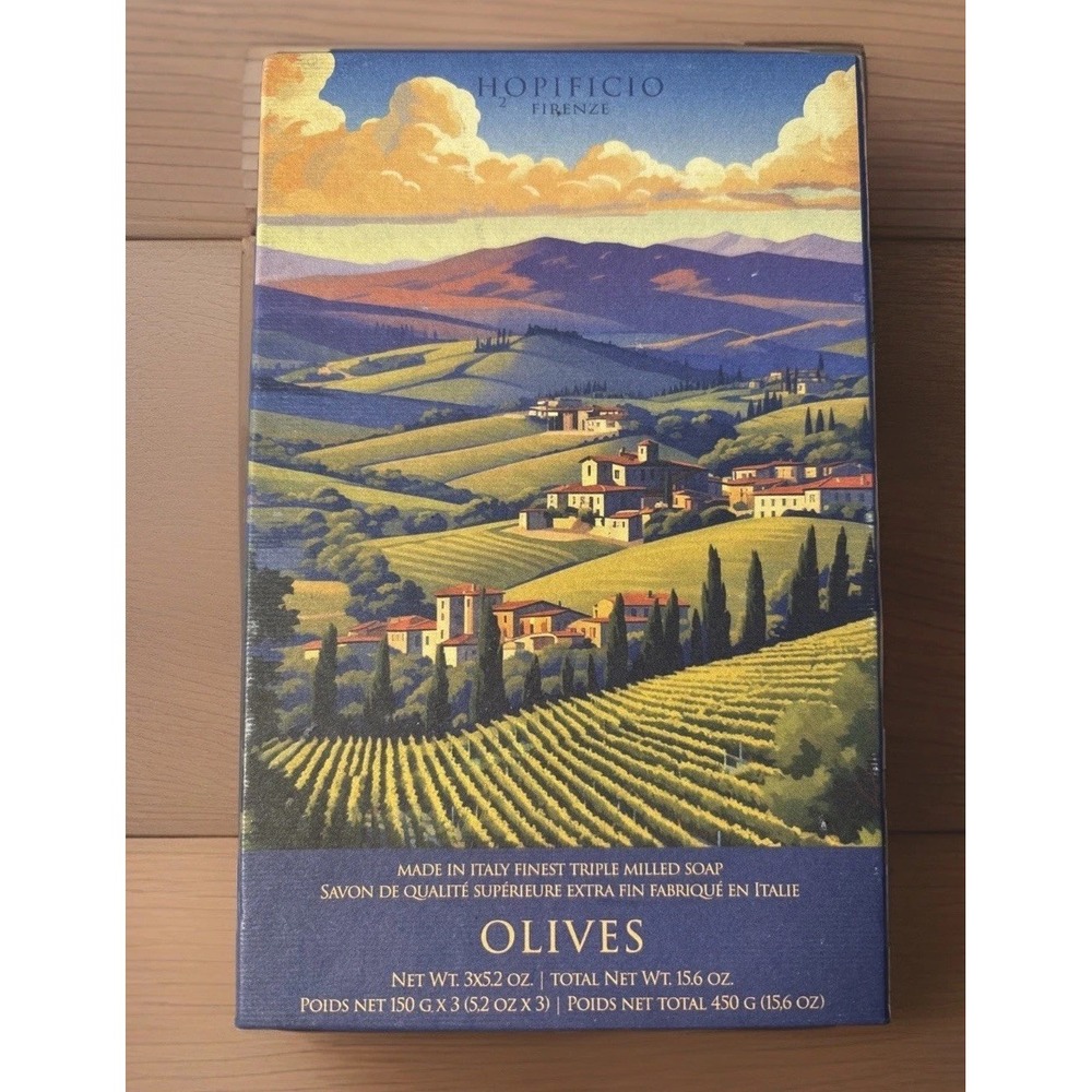 Hopificio Italian Olives Luxury Bath Bar Milled Soap scented pack of 3 Italy